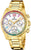 Montre Festina pour femme avec bracelet en métal doré, cadran blanc et lunette arc-en-ciel, quartz
