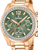 Montre Festina pour femme avec cadran vert, lunette or rose sertie de pierres