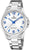 Montre solaire Festina pour homme en acier inoxydable avec cadran blanc, aiguilles bleues et bracelet en métal