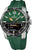 Montre radio-pilotée pour homme avec cadran vert, lunette en titane et bracelet en silicone vert