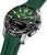 Montre radio-pilotée pour homme avec cadran vert, boutons noirs et bracelet vert