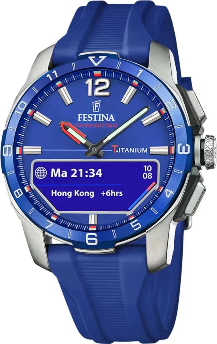 Montre homme avec cadran bleu, inscription titane et bracelet en silicone bleu, boîtier en acier inoxydable