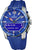 Montre homme avec cadran bleu, inscription titane et bracelet en silicone bleu, boîtier en acier inoxydable