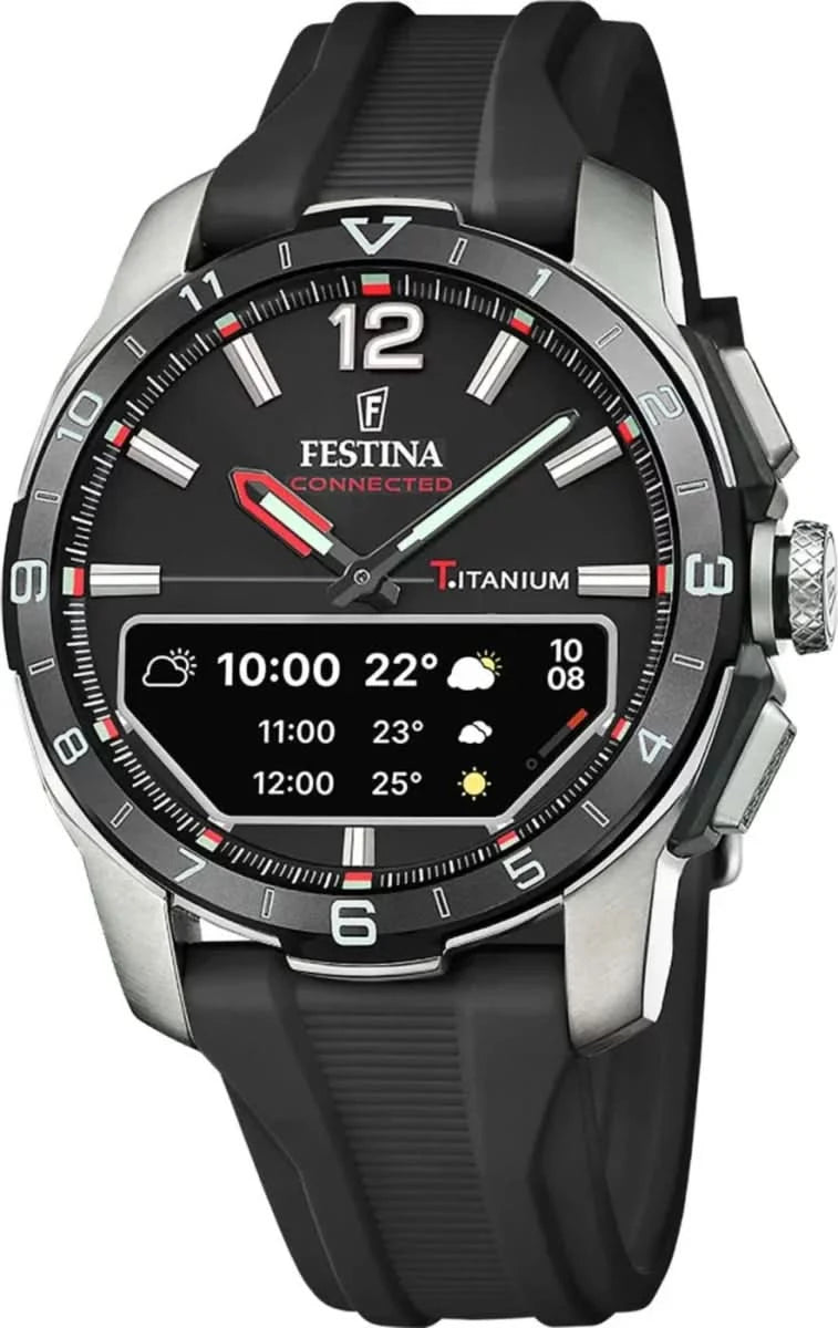 Bracelet de montre pour homme avec cadran noir, boîtier en titane et bracelet en silicone noir