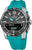 Montre connectée Festina pour homme : cadran noir, lunette en titane, bracelet en silicone turquoise.