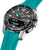 Montre connectée Festina pour homme, cadran noir, aiguilles lumineuses, bracelet turquoise.