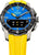Bracelet de montre pour homme avec cadran rond bleu, bracelet en silicone jaune et index luminescents