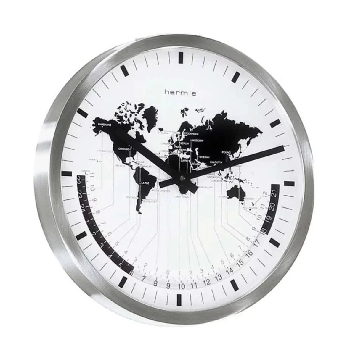 Horloge murale Hermle 30x30x5 cm métal • Mouvement à quartz • Fabriqué en Allemagne
