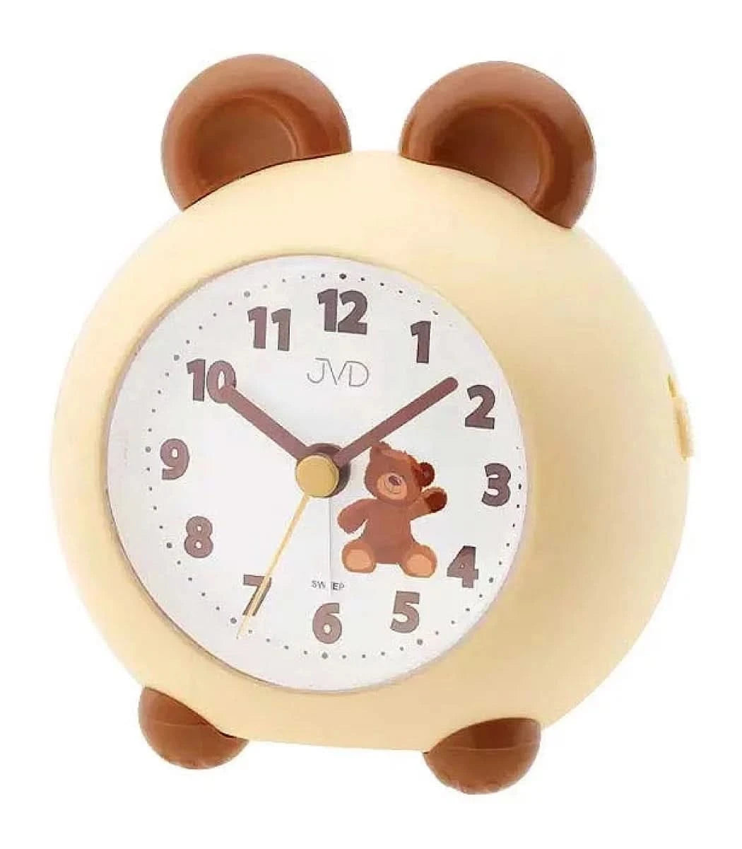 Réveil enfant JVD motif ours H12 L10.5 P8.2 cm plastique • Avec trotteuse silencieuse • Éclairage du cadran
