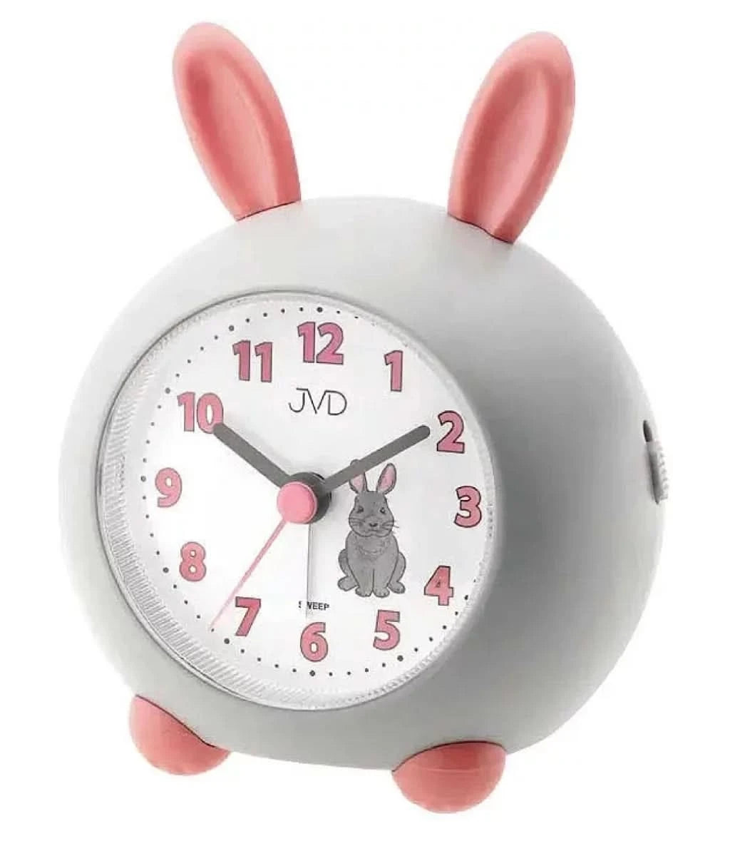 Réveil enfant JVD motif lapin, analogique, 16 x 10,5 x 4 cm, plastique • Trotteuse silencieuse • Éclairage du cadran