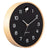 Horloge murale ronde avec cadre en bois et cadran noir, chiffres blancs, aiguilles d'horloge