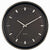Wanduhr mit rundem schwarzem Zifferblatt, silbernem Rand und weißen Indexen, Karlsson