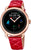 Montre connectée Festina pour femme avec bracelet en cuir rouge, lunette dorée rose et écran numérique