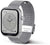 Montre connectée pour femme avec bracelet milanais argenté, bouton latéral et boîtier serti de strass