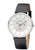 s.Oliver REGENT-BA montre avec bracelet en cuir noir, boîtier rond argenté et cadran blanc.