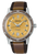 Montre SEIKO Presage pour homme avec cadran jaune, bracelet en cuir marron, boîtier argenté