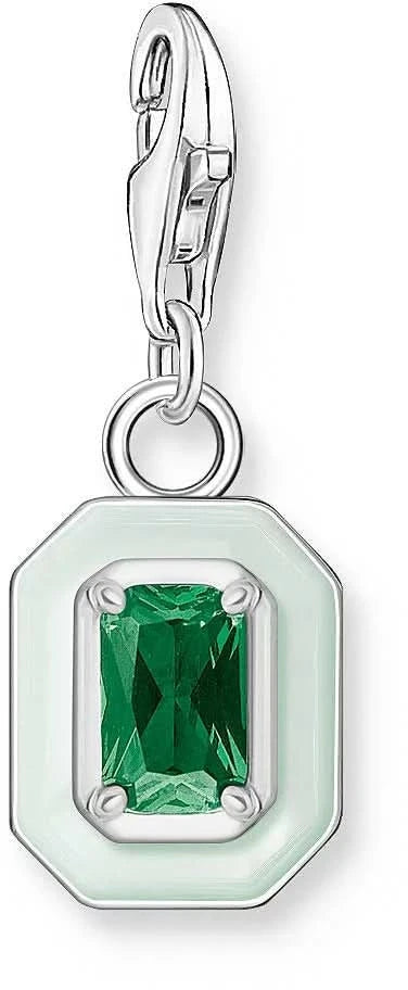 Pendentif en argent sterling 925 avec pierre carrée verte sertie à facettes