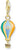 Pendentif doré à l'émail montgolfière, bleu et jaune, avec pierre scintillante