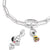 Collier à maillons avec deux breloques Snoopy, l'une peinte de couleurs vives, couleur argent