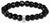 Bracelet perlé avec perles noires ovales facettées et œillet de breloque argenté