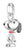 Breloque Charm en argent avec motif Snoopy, pavage et collier rouge
