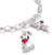 Pendentif Charm en argent sur bracelet à maillons avec Snoopy et collier rouge