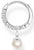 Créoles serties de pierres décoratives et d'un pendentif perle ronde, couleur argent