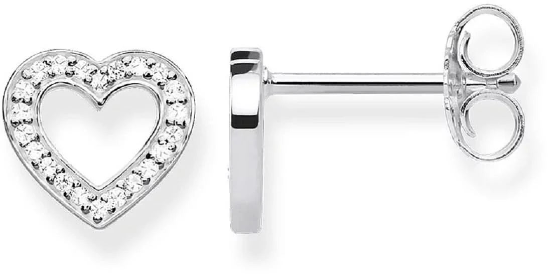 Grosses boucles d'oreilles cœur en argent sterling 925 avec des pierres scintillantes