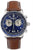Herrenarmbanduhr mit braunem Lederarmband, blauem Zifferblatt und Chronographen-Subdials