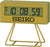 Digitaler Seiko-Wecker, goldfarbener Resin-Korpus, gelbes Display, Standgestell