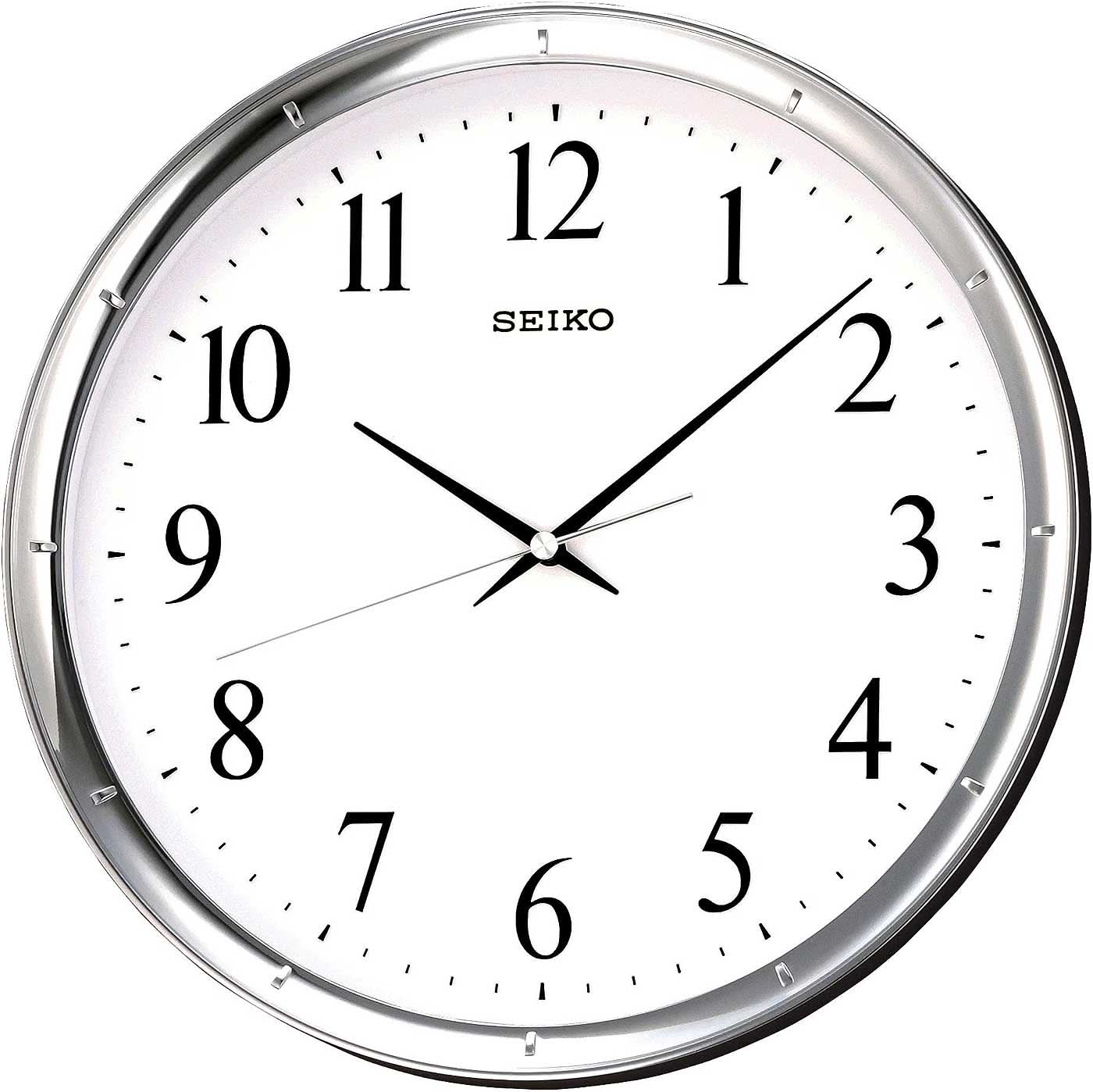 Horloge murale avec cadre rond en métal, cadran blanc et aiguilles noires