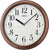 Horloge murale ronde avec cadre en plastique marron et cadran blanc, chiffres romains, SEIKO