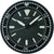 Wanduhr mit schwarzem Zifferblatt, weißen Markierungen und SEIKO-Logo, silbernen Zeigern