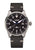 Junkers Herrenuhr mit schwarzem Zifferblatt, Stahlgehäuse und schwarzem Lederarmband