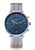 Herren-Chronograph mit dunkelblauem Zifferblatt und silbernem Metallarmband