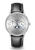 Unisex-Armbanduhr mit Lederband, silbernem Gehäuse und weißem Zifferblatt mit Mondphase