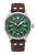 Junkers Herrenautomatikuhr mit grünem Zifferblatt und braunem Lederarmband