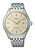 Seiko Presage Automatikuhr 40 mm mit silbernem Edelstahlband, goldener Lünette und Zifferblatt