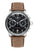 Zeppelin Herren-Chronograph mit braunem Lederarmband und schwarzem Zifferblatt, Edelstahlgehäuse