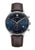 Herren-Quarzchronograph Junkers Bauhaus mit blauem Zifferblatt und braunem Lederarmband