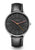 Herrenuhr: anthrazitfarbenes Zifferblatt, schwarzes Lederarmband