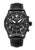Herren-Armbanduhr: schwarzes Lederarmband, schwarzes Chronograph-Zifferblatt im Pilotenstil