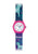 Kinderuhr mit pinkem Glitzergehäuse, Einhorn-Motiv am Armband, Mineralglas, Zifferblatt