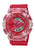 Rote G-Shock Armbanduhr mit transparentem Gehäuse und analog-digitalem Zifferblatt
