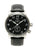 Herrenuhr mit schwarzem Zifferblatt und schwarzem Lederarmband, Edelstahlgehäuse