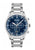 Herren-Chronograph mit blauem Zifferblatt, silbernem Edelstahlband und Mineralglas