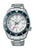 Herrenarmbanduhr mit weißem Zifferblatt, blauer GMT-Lünette und Edelstahlarmband