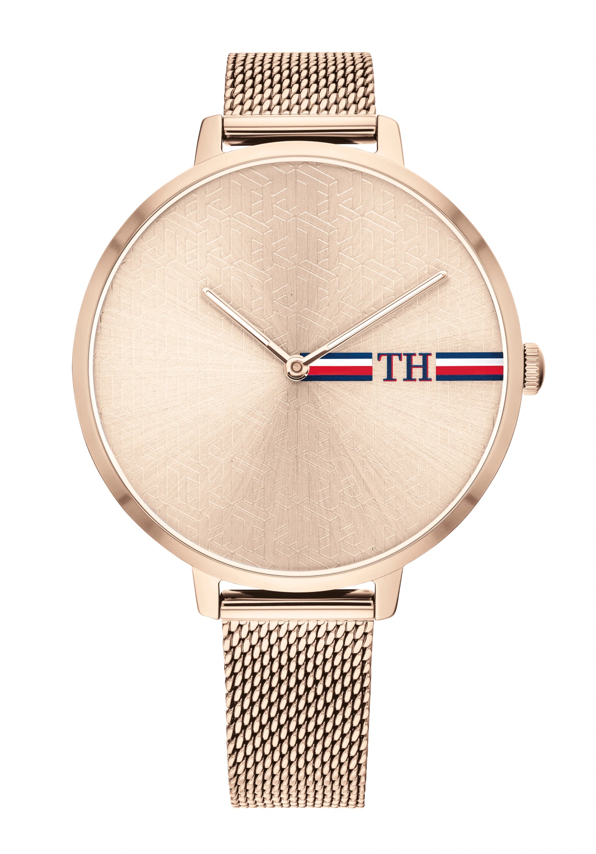 Tommy Hilfiger Damenuhr Alexa, Quarz, roségoldfarb. Meshband, helles Zifferblatt, TH-Logo