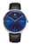 Junkers Herrenarmbanduhr mit blauem Zifferblatt, schwarzem Lederband und silbernem Gehäuse