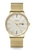 Sternglas Armbanduhr mit goldfarbenem Meshband und weißem Zifferblatt, Datum Mon 25
